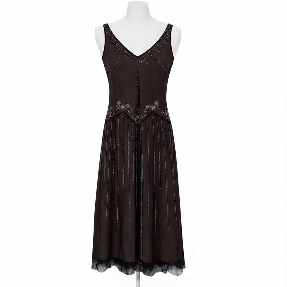 JS Collection Black & Pink Beaded Formal Dress Size US 10 Y2k